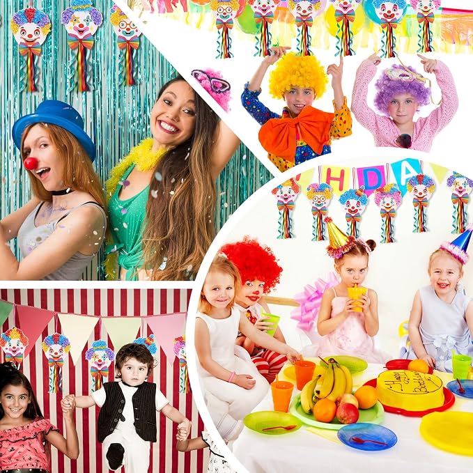 Fennoral 12 Pack Clown Craft Kit for Kids Make You Own Carnival Circus Poke in Art Craft Kits DIY Carnival Creative Activity Birthday Party Decoration