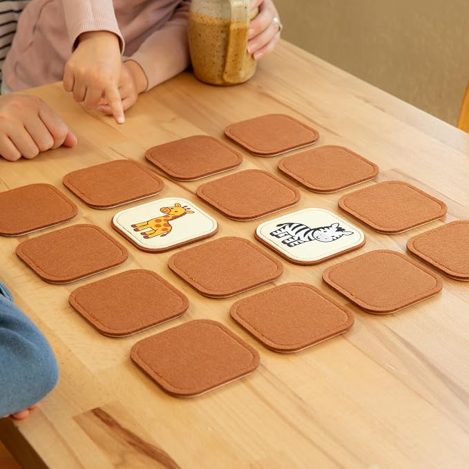 Felt Safari Matching Game for Toddlers – Wild Animal Memory Game & Flash Cards – Soft and Safe for Ages 1+ – Montessori Preschool Learning Activity – Educational Safari Toy for Boys & Girls