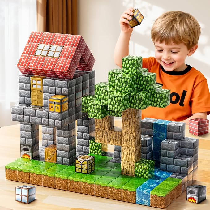 Magnetic Blocks Toys for Kids, 200PCS Magnetic Building Blocks, STEM Montessori Sensory Stacking Toy for Boys Girls Age 3 4 5 6 7 8 9 10, Christmas Birthday Gifts for Boys and Girls Age 3+