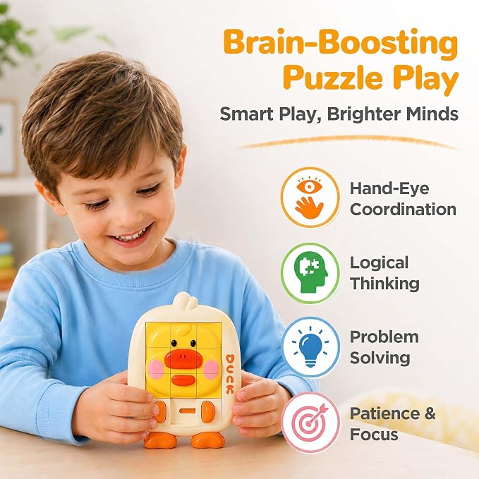 iPlay, iLearn Toddler Slide Puzzle Game, Logic Puzzle Toys for Kids Age 5-7 | Educational Learning STEM Animal Toys, Fun Travel Handheld Activity, Roadtrip Birthday Gift for 3 4 6-8 Yr Child Boys Girls