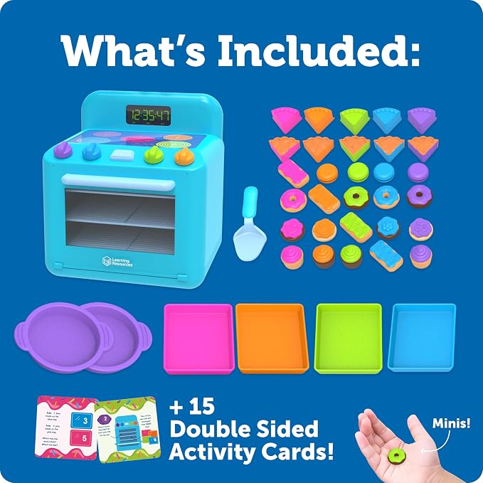 Learning Resources Sorting Sweets Mini Oven, Play Food, Kids Kitchen Playset, Pretend Play Toys, Mini Food, Sorting Toys, Montessori Cooking Set for Toddlers