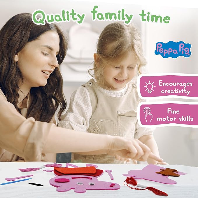 My First Sewing Kit for Kids – Peppa Pig Beginner Kids Easy DIY Projects Peppa Pig & Peppa's Bear, Complete Arts & Crafts Set with Instructions & Felt – Girls, Boys Learning to Sew & Embroider