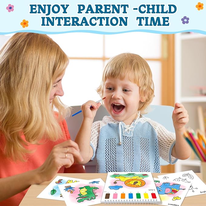 SOCOLER Paint with Water Coloring Books for Toddlers,Animal Theme Mess Free Watercolor Painting Papers for Kids Water Color Paint Kit Art Craft Gift for Ages 1-3, 4-8