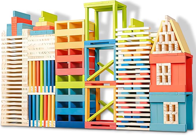 Giant Wooden Building Blocks for Kids& Classrooms - 32Pcs Extra Large Pine Construction Planks 19.7 in, Big Building Blocks Set for Outdoor & Indoor STEM Play, Jumbo Preschool Educational Toy (44 lbs)