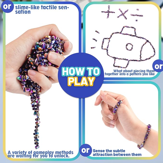 Fidget Toys For Teen Boys Adult, 1000pc Metal Cool Gadgets Gift Quiet Office Desk Sensory Stress Fidgets Beads Stones Toy Anxiety Relief Items For Teen Girls ADHD Autism Autistic Ferrite Putty