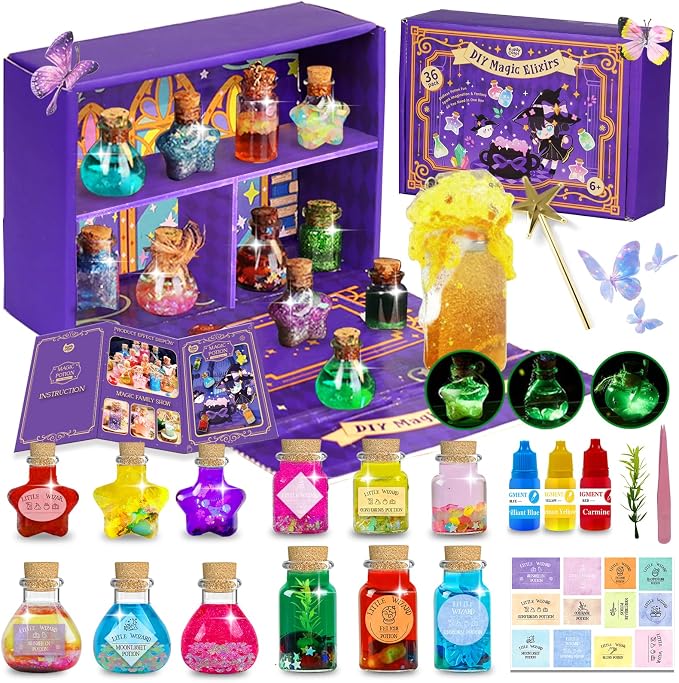 Magic Potion Kit for Kids - 12 Mixed Fairy Potion Bottles, Art Craft & Decoration Toys for Girls Ages 6 7 8 9 10 12+ Year Magical Workshop Kit for Boys Girls Birthday Party Gift, Christmas