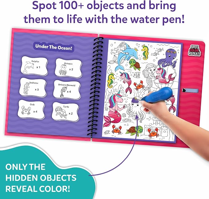Skillmatics Water Spotter Unicorns & Princesses, Travel Toy, Activity Book | Paint with Water Kit, Kindergarten Coloring Book, Screen-Free Fun, Mess-Free, Gift for Kids, Boys & Girls Ages 4, 5, 6, 7, 8