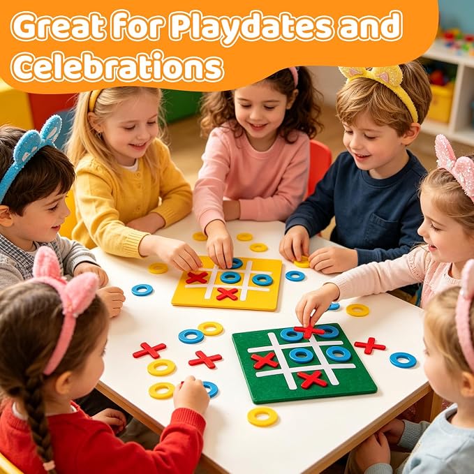 24 Pcs Tic Tac Toe Strategy Board Games for Kids Family, Easter Party Favors Goodie Bag Stuffers for Kids, Classroom Prizes Elementary, Birthday Party Gifts
