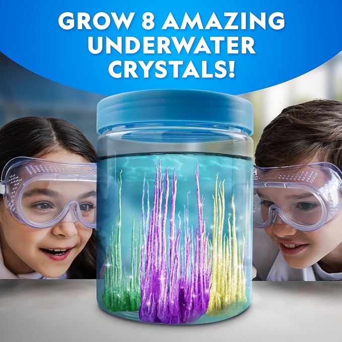 National Geographic Underwater Crystal Growing Aquarium Science Kit | Grow 8 Colorful Crystals Underwater, Secure 360-Degree Viewing Canister, Crystal Chemistry, STEM Activity, Birthday Gift