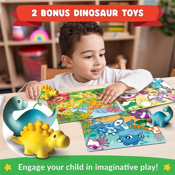 Dot Sticker Art Activity - Dinosaurs, Educational Toys for 3 Year Old Boys | No Mess Crafts for Kids, Stocking Stuffers Toddlers, DIY Gifts for Boys & Girls Ages 3, 4, 5, 6, 7 Year Old, Travel Toys