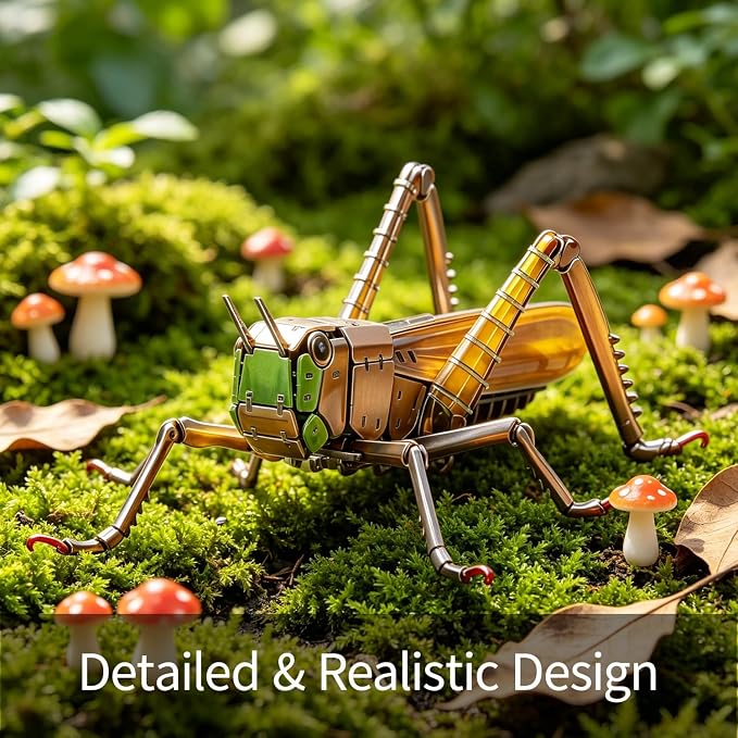 3D Acrylic Insect Puzzle DIY Bug Model Kit Animal STEM Gift | Building Kits Crafts Figurine Sculpture Nature Decoration Educational Display Toys for Kids Teens and Adults (Grasshopper)