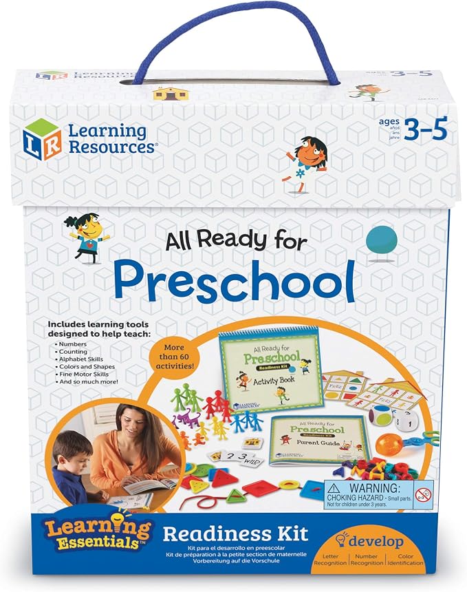 Learning Resources All Ready For Preschool Readiness Kit | 60 Activities Set, Ages 3+, Kindergartner Preparation Kit, Preschool Homeschool Curriculum