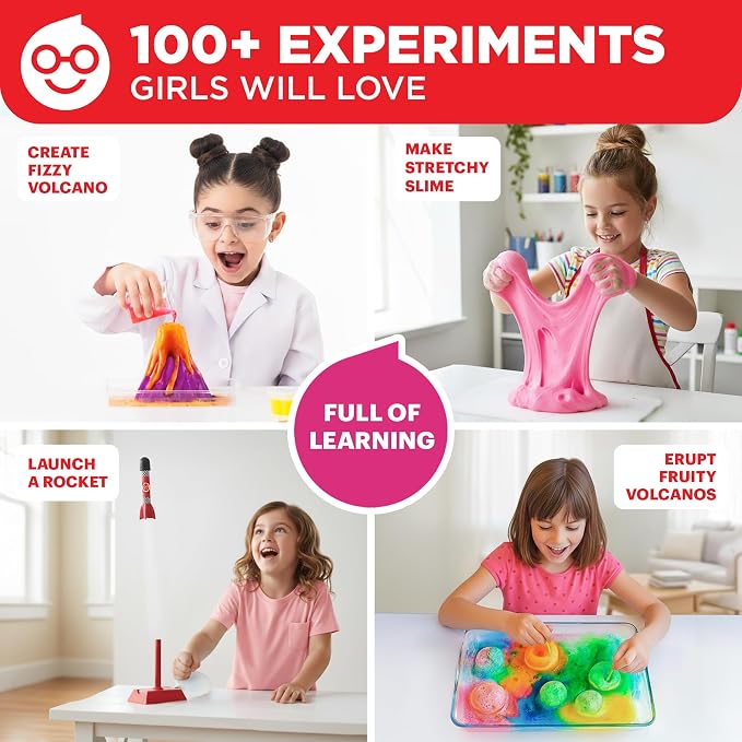 Doctor Jupiter Girls' First Amazing Science Experiments Kit for Ages 4+ | Birthday Gift Ideas for Girls 4, 5, 6, 7, 8 Year Olds, Science Kits for Kids Ages 5-7, STEM Educational Toys