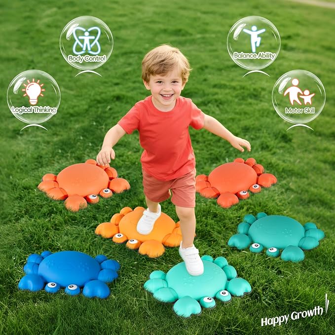 TOPNEW Stepping Stones for Kids, Non-Slip Balance Stepping Stones for Promoting Children's Coordination Skills, Toddler Stepping Stones Obstacle Course for Kids Age 3 4 5 6 7+