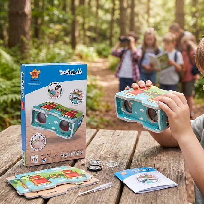 STEM DIY Binoculars Kit - Build & Explore Optics, Astronomy | Build a real working binoculars! Explore convex & concave lenses. Perfect for budding astronomers. Hands-on physics fun!