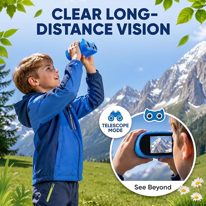 2-in-1 Kids Microscope & Telescope, STEM Science Explorer Toy Gift Age 5-10 | From Close-up Details to 10X Distant, Photo Video Capture, Ideal Educational Birthday Kits for Boys Girls Outdoor Nature Game