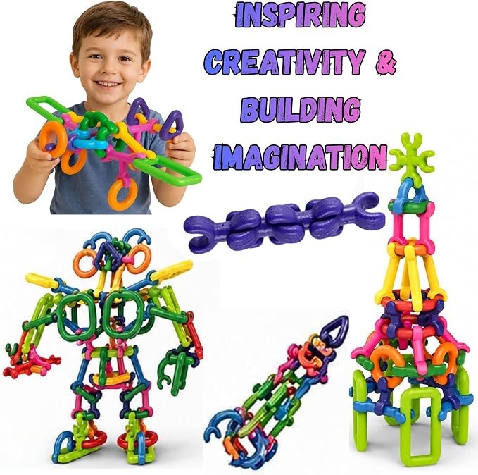 Click & Create Builder Set (80 pcs) - STEM Educational Interlocking Building Blocks for Kids Ages 2-7, Creative Construction Toy for Boys & Girls, Colorful Fine Motor Skills Toy