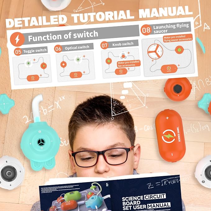 SMILESSKIDDO Science Kits Electronics STEM Kit 140+ Projects 10+ Parts | Over 140 Experiments, 10+ Circuit Parts, Hands-On STEM Learning, Educational Toy, Gift for Kids Ages 3-12