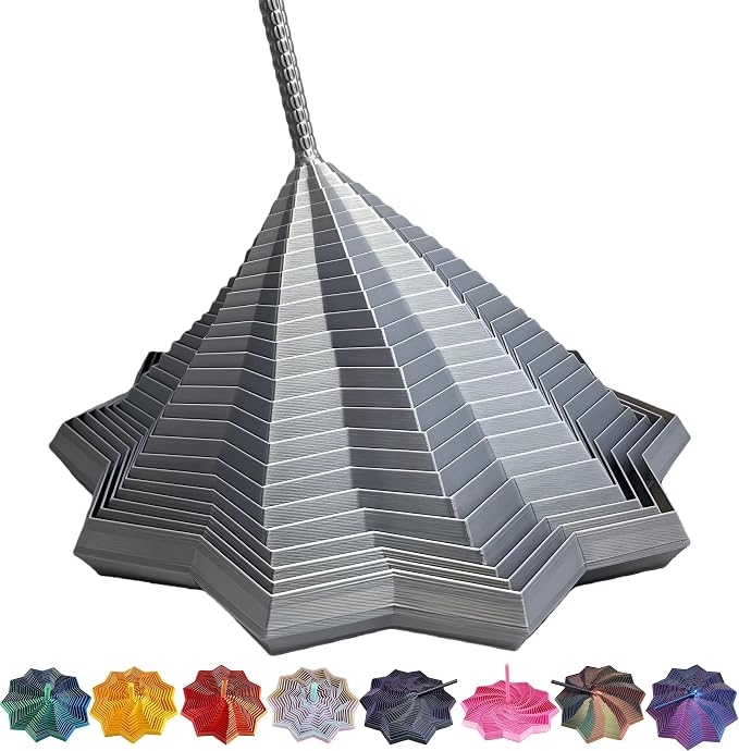 3D Printed Expanded Sensory Fidget Star - 2025 Sensory Fidget Star with Handle, Multi-Colored Whirling Spiral 3D Fidget Toy, Multiple Ways to Play for Adult Relieving Stress (Sliver,6.7in)