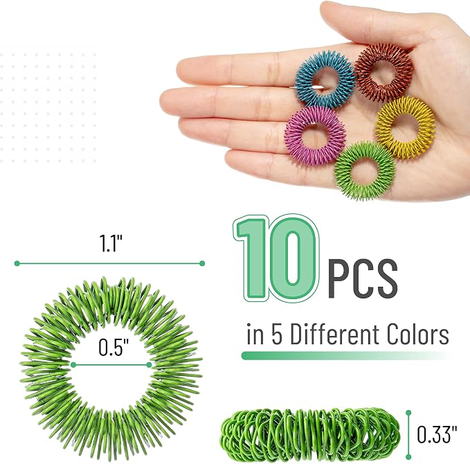 Mr. Pen- Spiky Sensory Rings, 10 Pack, Colorful | Stress Relief Fidget Sensory Toys, Fidget Ring for Anxiety, Massager, Individuals with BFRB, ADHD and Attention Disorder