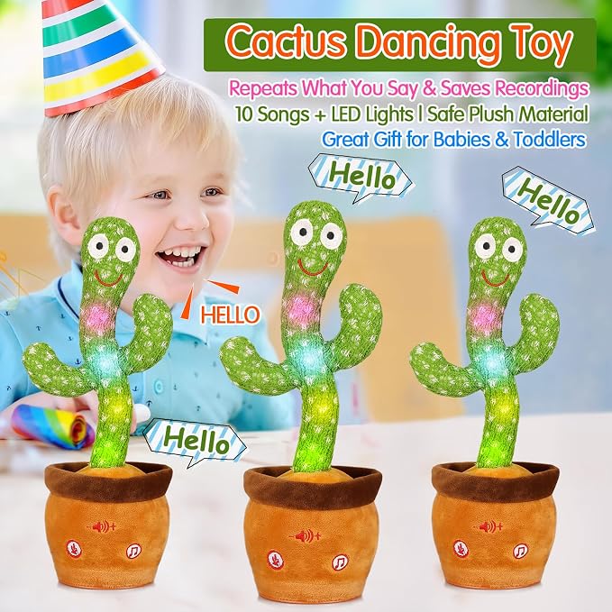 Emoin Talking Cactus Toy, Interactive Toys Dancing Cactus Toy Mimicking Repeating What You Say, Toddler Infant Baby Toys Gifts for 6 7 8 9 10 Month Old Baby Toys for 1 2 3 Year Old Boy Girl | Mimicking Repeating What You Say, Toddler Infant Baby Toy Gi...
