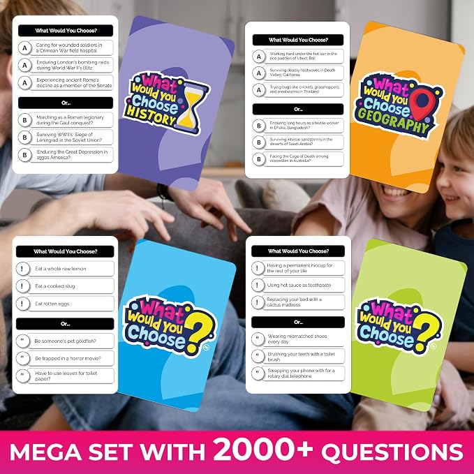 QUOKKA Board Games for Kids 8-12 – 4 Set Family Games for Kids and Adults – What Would You Choose – History, Geography, Kid, Family – Do We Rather – Fun Card Game for Families and Teens