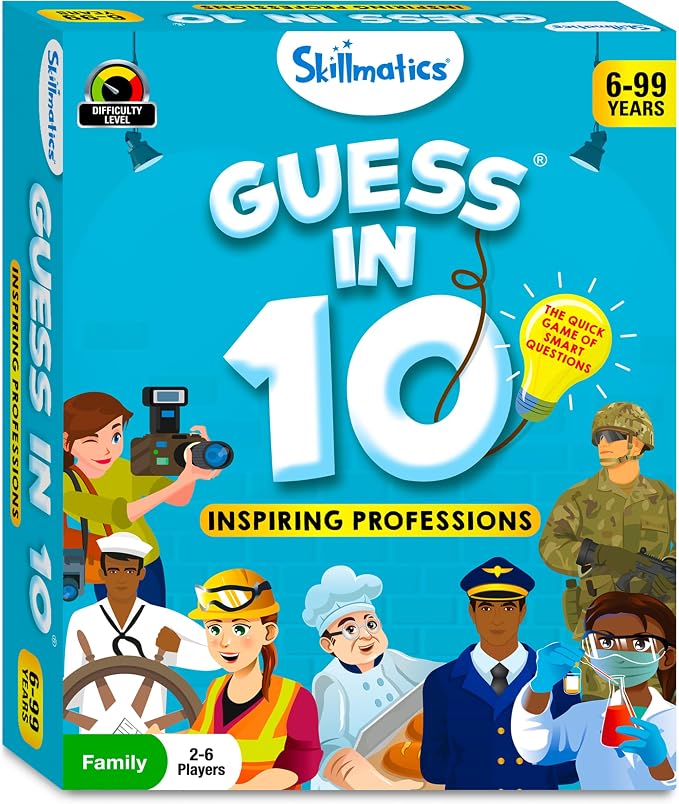 Skillmatics Guess in 10 Card Game – Professions, Gift for Boys & Girls | Educational Trivia Cards, Family Game Night, Travel Toy, Board Game, Screen-Free Fun, Kids Ages 6, 7, 8, 9 and Up