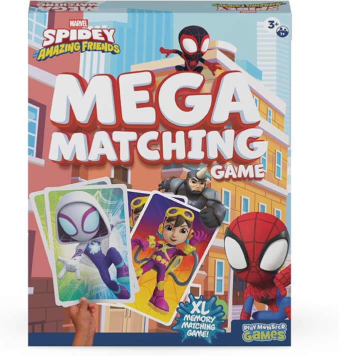 Giant Matching Card Game Spider-Man, Memory Game, Jumbo Playing Cards, 3+ | Marvel Toys, Giant Card Games, Family Game Night, Travel Games, Playing Cards, Screen-Free, Travel Game, Holiday Game