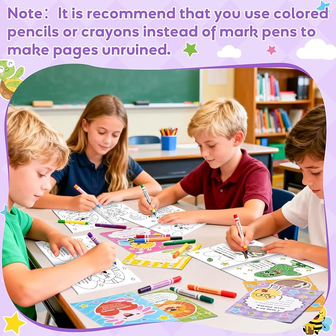 Dvbonike 24Pcs Positive Coloring Books Animal Inspirational Puns DIY Pages | Color-in Booklet Bulk, Motivational Encouragement Drawing Artwork, Party Favor, School Supplies, Classroom Rewards, Gift