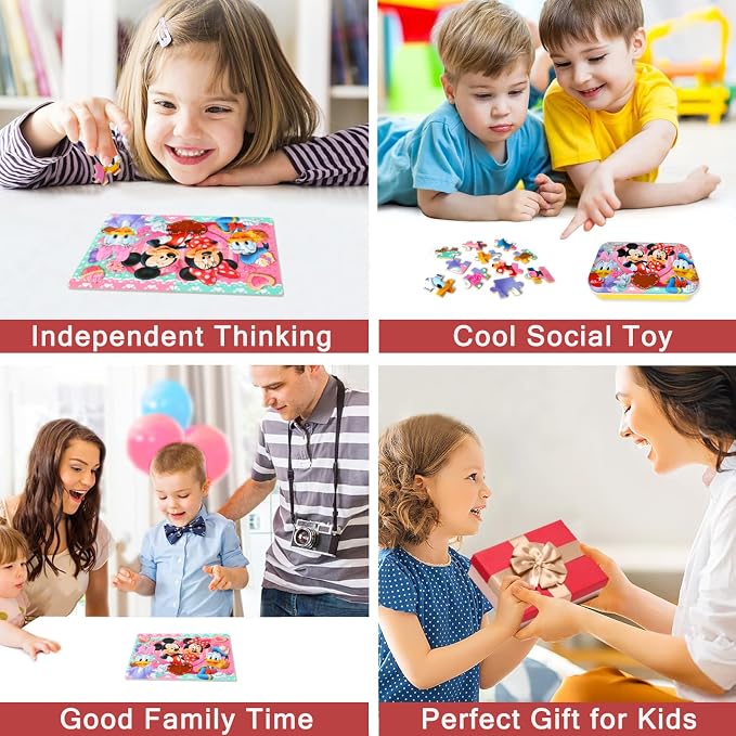 MZZOTOY Puzzles for Kids Ages 4-8, 60 Pieces for Kids Ages 3-5 in a Metal Box Jigsaw Puzzles Girls and Boys Educational Toys Gifts