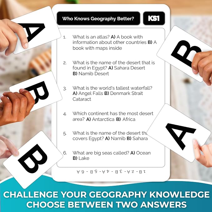Quokka Card Games for Kids 8-12 - Board Family Games for Kids and Adults | Geography Trivia Cards for Family Game Night - Who Knows Geography Better 500+ Questions - Fun Game for Families and Teen