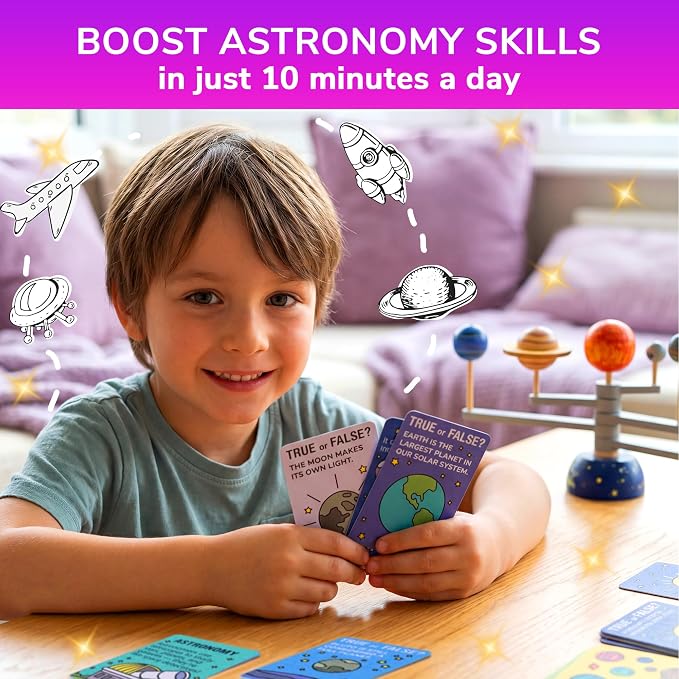 QUOKKA Trivia Games for Kids – Space Facts & Astronomy – Fun Card Game for Family Game Night – Educational Trivia Cards for Kids, Family and Adults – Travel Games Gift for Teenage Boys & Girls 4-8