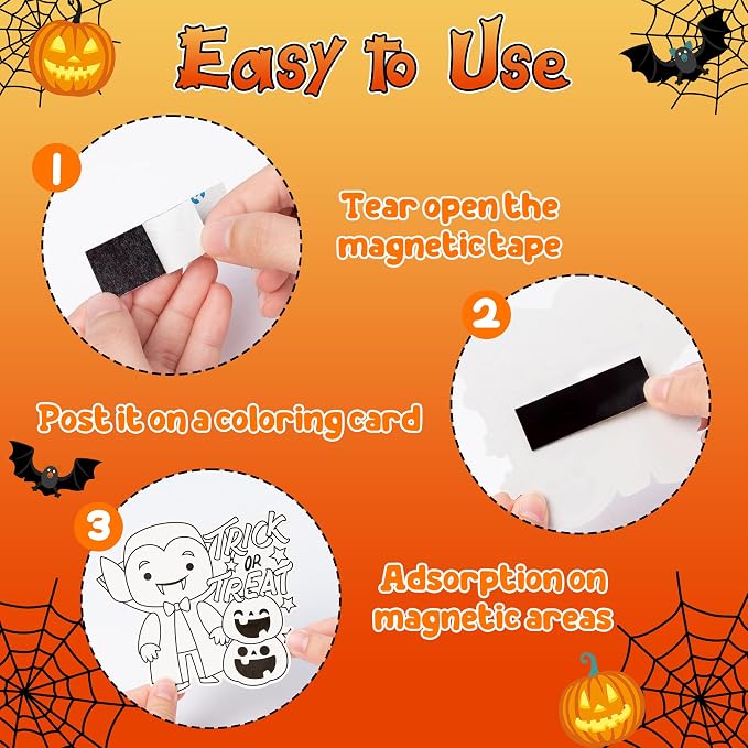 Halloween Coloring Arts Crafts Kits - 30Pcs Happy Halloween Color Your Own Magnets for Kids Trick or Treat Blank DIY Coloring Magnets for Party Fridge Refrigerator School Classroom Activities Decor