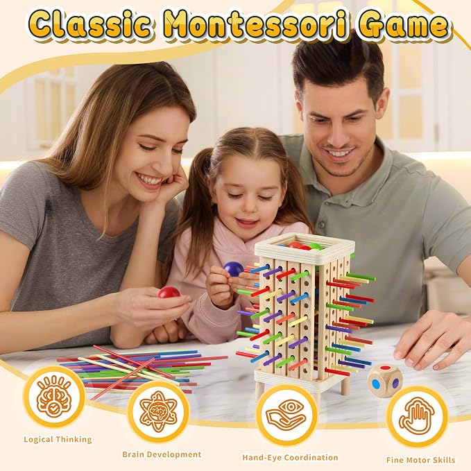 Montessori Board Game for Kids 4-8, Educational Math Family Games | Natural Wood Eco-Friendly Durable, Multiplayer Family Board Game, Montessori Educational Math Toy, Birthday & Christmas, Gift