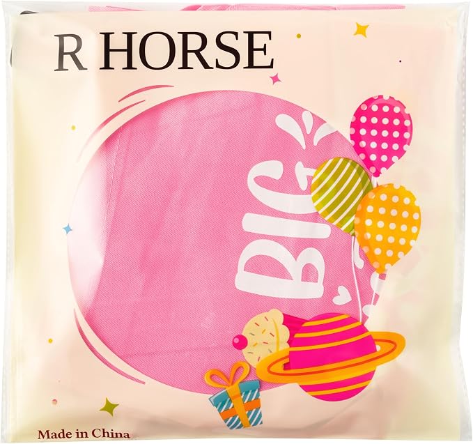 R HORSE Kids Apron and Chef Hat Set - 2Pcs Pink Big Sister Adjustable Children Kitchen Apron, Dress up Role Play Chef Toy Cooking Baking Painting and Training Kit for Girls Funny Cooking Birthday Gift