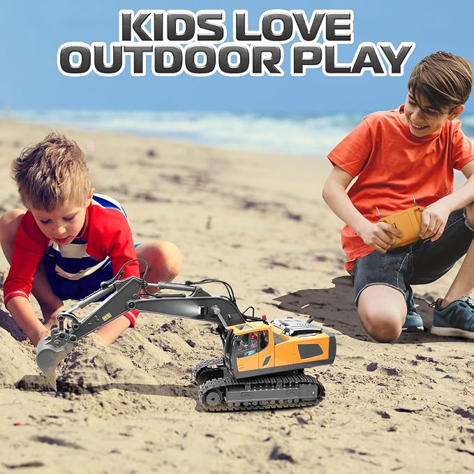 Remote Control Excavator Toys, 11 Channel 1:20 RC Construction Truck | 680°Rotation, RC Car Digger Vehicles Toys, Christmas Birthday Gifts for 3 4 5 6 7 8 9 10 11 12 Year Old Boys Girls Kids