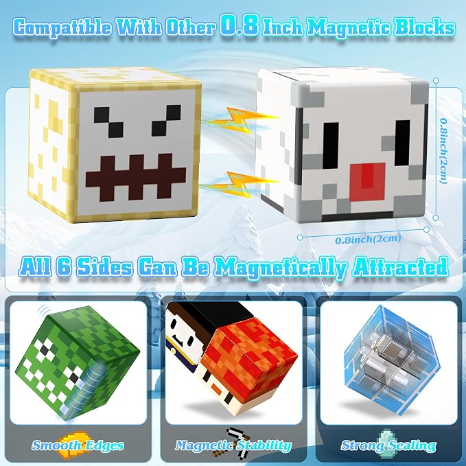 150PCS Magnetic Blocks for Kids Age 3+, Snow World | Magnetic Building Cube, Construction Toys for Boys & Girls Age 3-4 5 6 7 8-12, Sensory Tiles Building Gift for Birthday