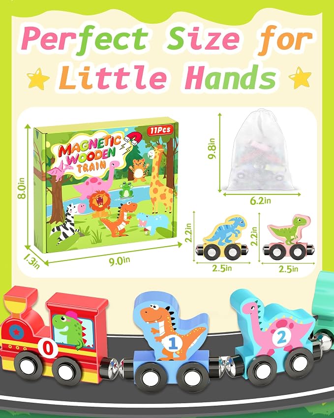 11 Pcs Magnetic Dinosaur Train Set Toys Gifts for Toddler Boy Kids 2-4
