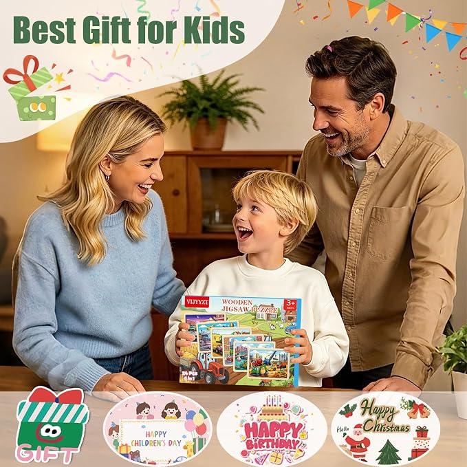 Puzzles for Kids Ages 3-5, Wooden Jigsaw Puzzles 24 Pieces 6 Pack | Vehicle Transportation Puzzle Set, Educational Learning Toys, Christmas Birthday Gifts for Boys Girls