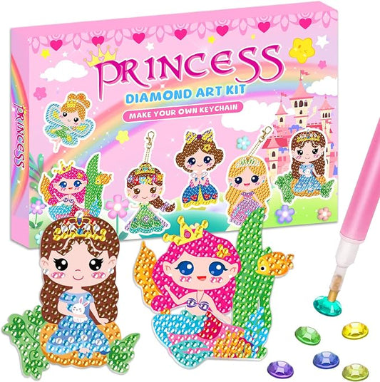Labeol Arts and Crafts for Kids - Creat Your Own GEM Keychains-5D Diamond Painting by Numbers GEM Kits for Kids Girls Toddler Age 6-7 6-8 10-12
