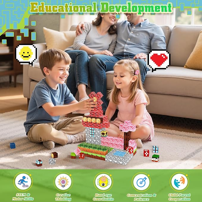 Magnetic Blocks Toys for Kids Age 3+, Forest World, 150PCS | Magnetic Building Cube, Construction Toys for Boys & Girls Age 3-4 5 6 7 8-12, Sensory Tiles Building Gift for Birthday