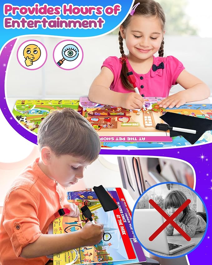Search and Find Activity Books for Kids Age 3-5 4-8, Kids Travel Toys Games | Car Airplane Toys, Toddler Kid Road Trip Travel Essentials, Boys Girls Birthday Gifts, Preschool Learning Activities