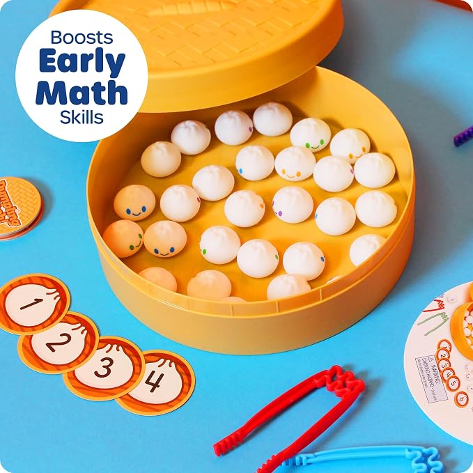 Learning Resources Dumpling Dash Fine Motor Math Game - Squishy Dumpling Toy, Montessori Counting Toys, Kids Board Game, Play Food, Homeschool Toddler Games, Fine Motor Skills, Preschool Board Games