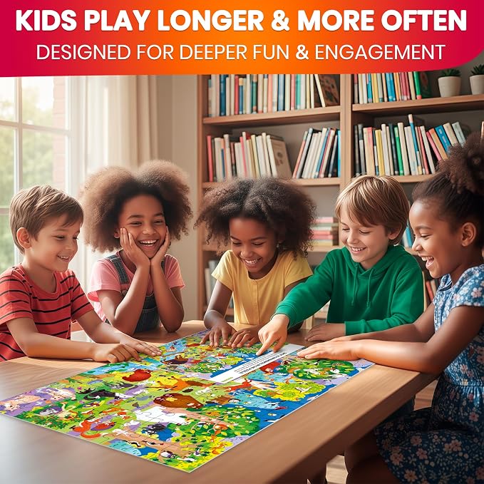 100 Piece Puzzles for Kids Ages 6-8 - 4 Jigsaw Kids Puzzles Ages 4-6 | Search and Find Ocean Forest Animals - Kids Puzzles Ages 5-8 - Learning Educational Game Toys for Children Ages 8-10