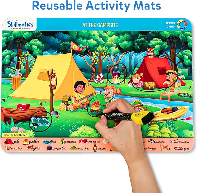 Skillmatics Search and Find – Preschool Learning Activity, Gift for Kids | Reusable Write & Wipe Mats, Art & Crafts, Build Vocabulary, Screen-Free, Educational Toy for Toddlers & Kids Ages 3, 4, 5, 6