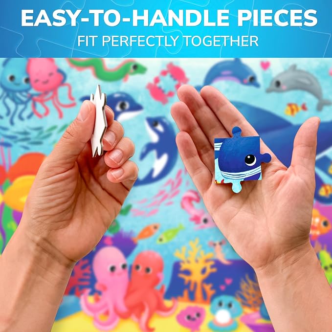 QUOKKA Puzzles for Kids Ages 4-6 – 60 Piece Jigsaw Puzzles for Toddlers Ages 3-5 with Ocean Animals – Quiet Time Toys for Preschoolers 2-4 – FSC Certified Educational Learning Game for Boys and Girls