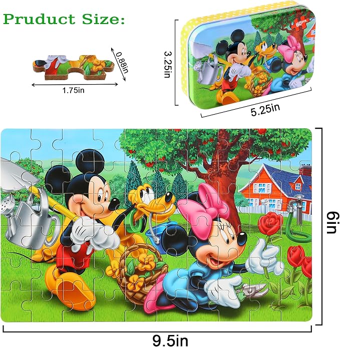 LELEMON Puzzles for Kids Ages 4-6, 60 Piece Puzzles for Kids in Metal Box | Educational Jigsaw Puzzles for Kids Ages 3-5 Kids Puzzles,Childrens Puzzle Games Puzzle Toys for Girls and Boys