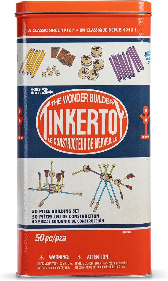 Tinkertoy - Retro Building Set Tin - 50 Pieces