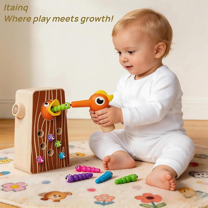 Montessori Wooden Bird Feeding Game for Boys and Girls Aged 2-4 | Toddler Fine Motor Skills Learning