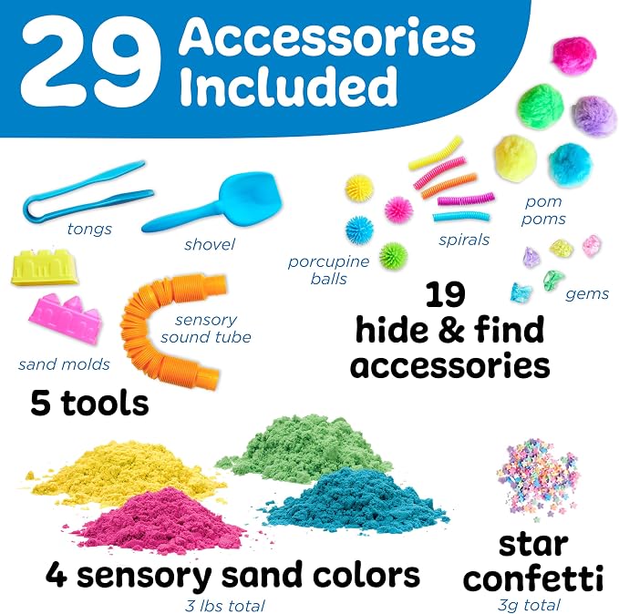 Creativity for Kids Sensory Table with 29-Piece Color Party Accessory Kit | Indoor Toddler Activity Table with Bins | Easy-Clean Design for Sand, Water & Crafts | Educational & Fun (Ages 3+)